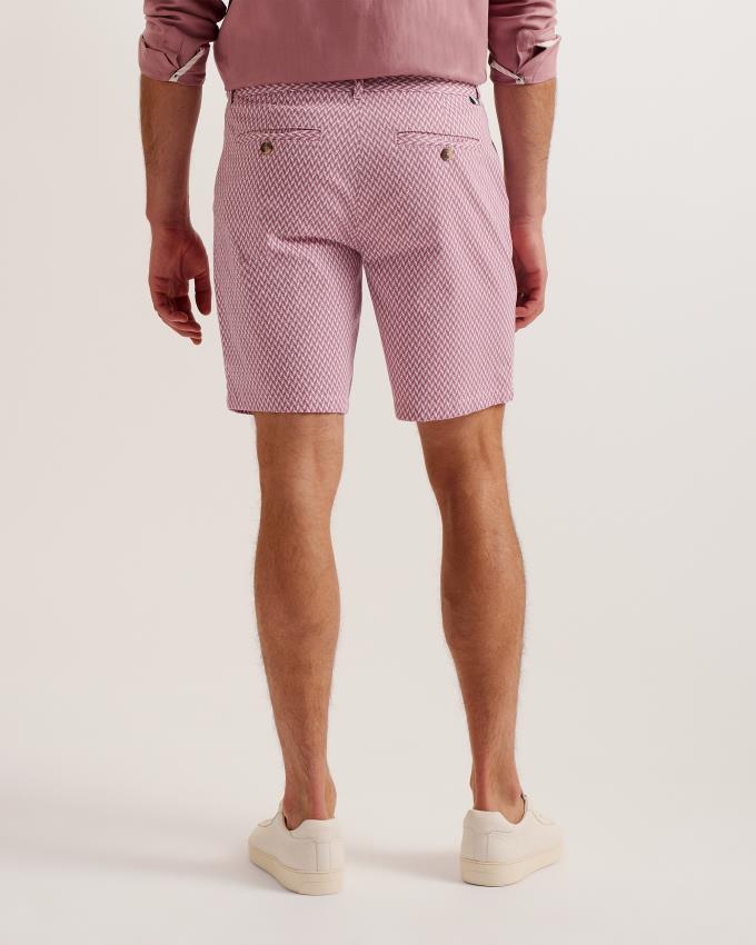 Short Ted Baker Geometric Print Chino Rose Homme | ZTN-98418408